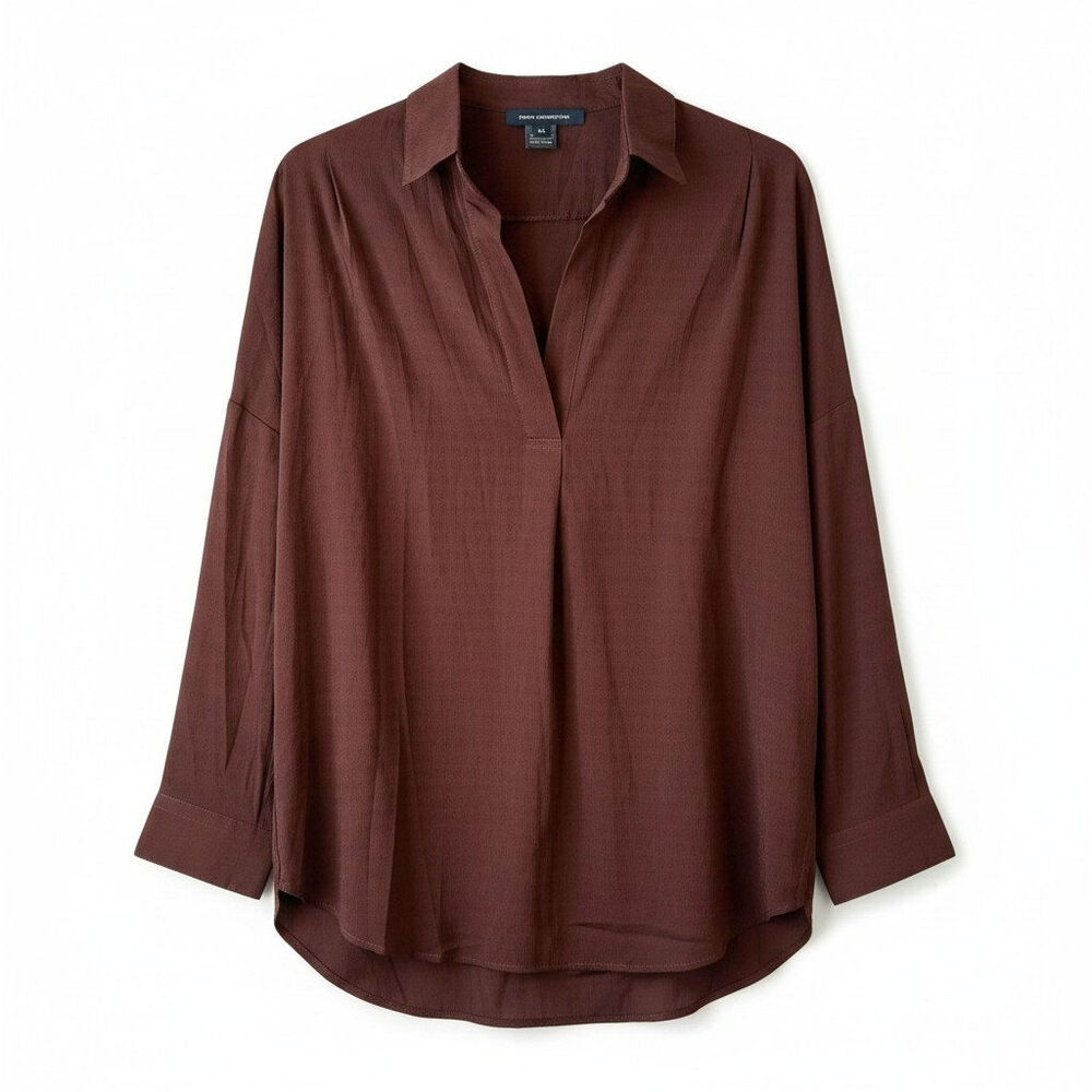 French Connection New Womens 3/4 Sleeve Popover Top Brown XS Neutral Minimalist